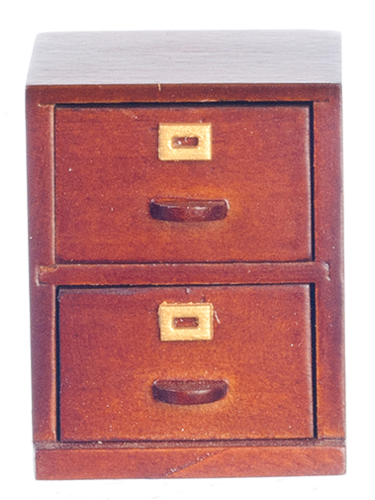 Dollhouse Miniature Small File Cabinet, Walnut